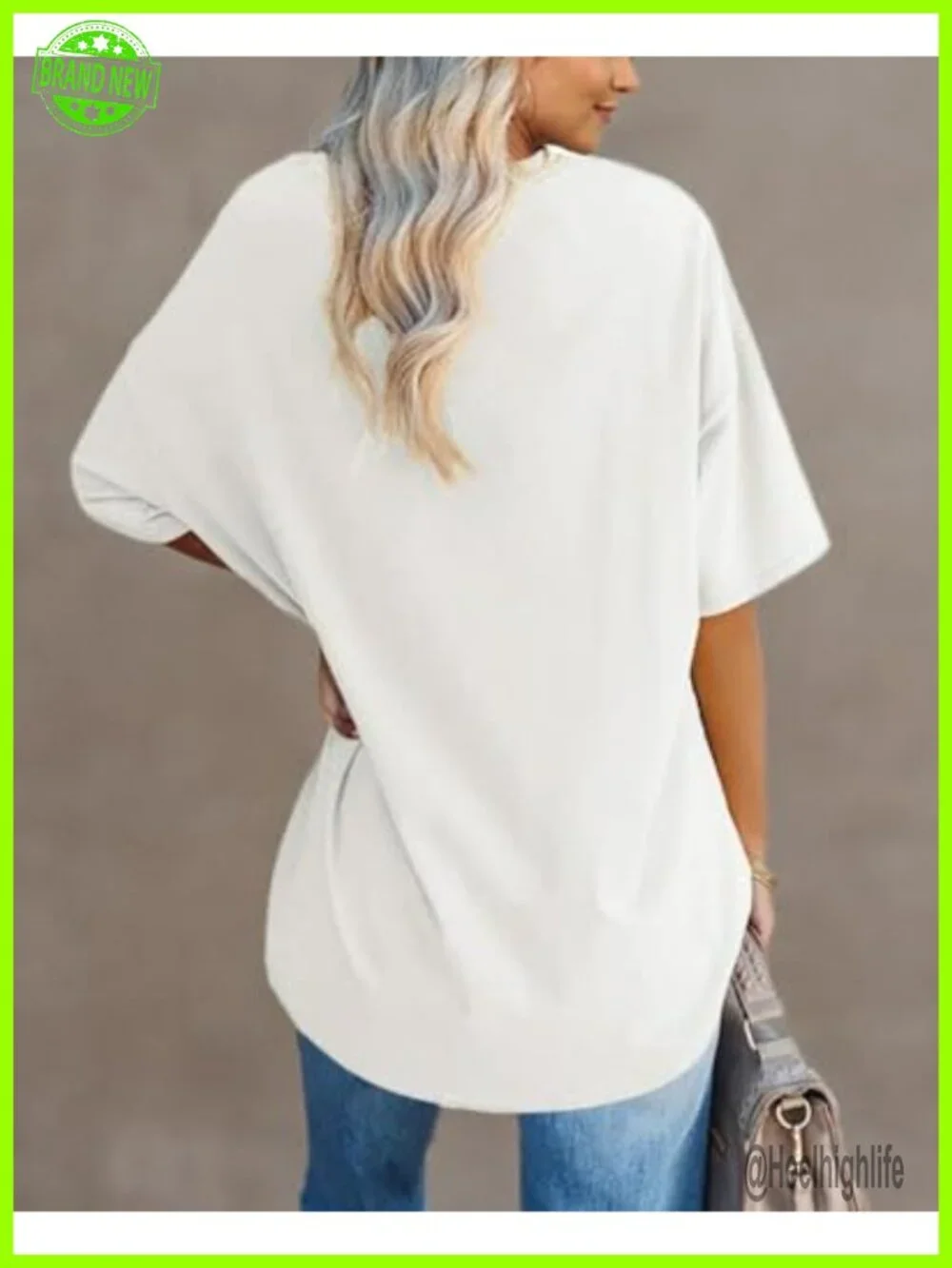 Oversized Queen of Hearts Graphic V-Neck Tunic Tee Short Sleeve Summer Top